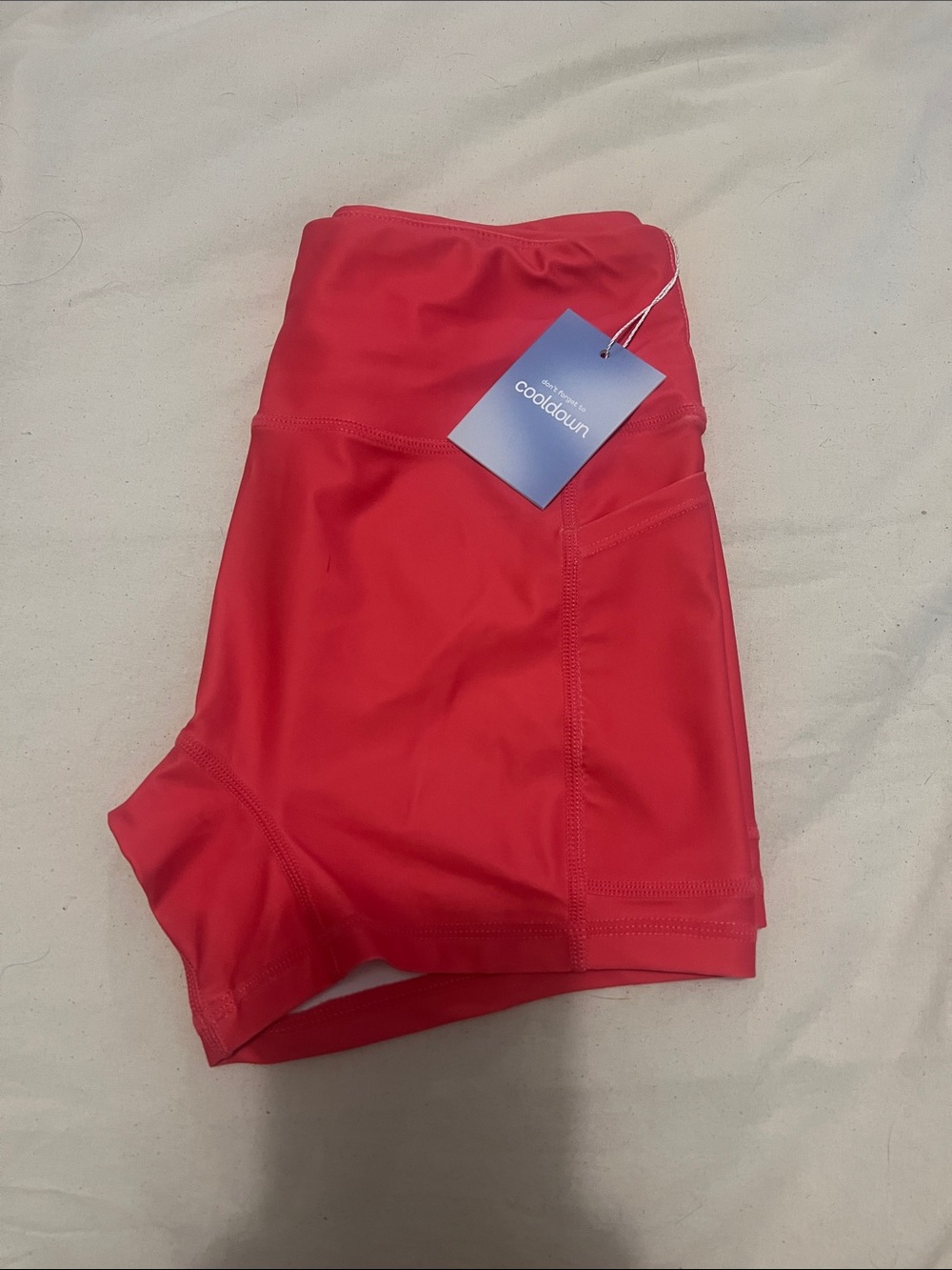 SMALL COOLDOWN RUNNING Red Active High-Waist Bike Shorts NEVER USED